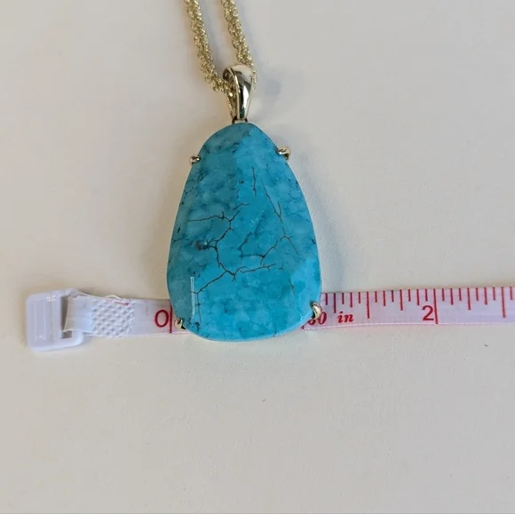 Kendra Scott Sandra Necklace Turquoise Magnesite Pendant Margarita Chain Gold - Picture 8 of 13